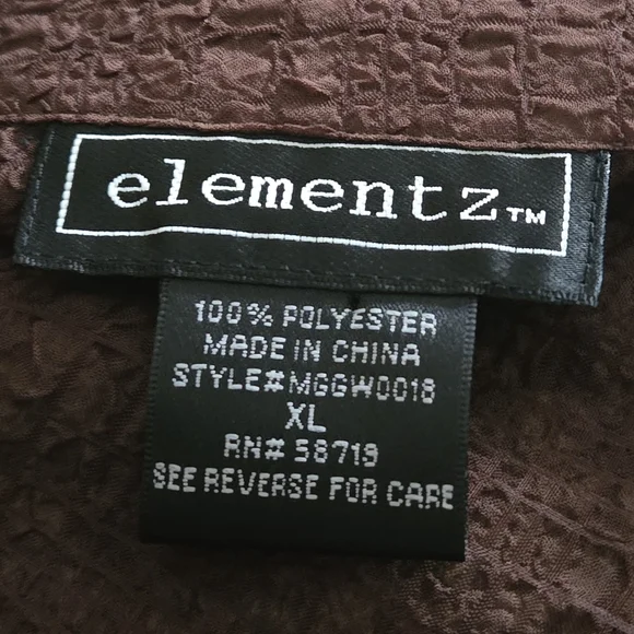 Elementz 2 pc Semi-Sheer Brown Textured Roll-tab Blouse Laced Cami Women's XL - Picture 7 of 16